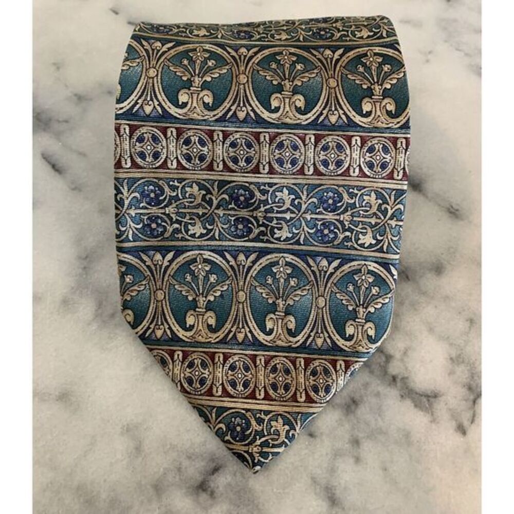 Cambridge Classics Mervyns Vintage 100% Silk Geometric Brocade Tie